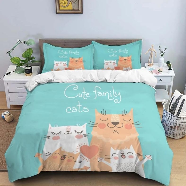 Housse de couette 140x200 en microfibre premium 110g/㎡ parure de lit motif animal vert 3D