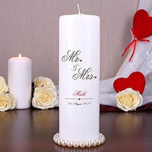 Alternative view of Herz & Heim® Hochzeitskerze - Mr. & Mrs. - mit Aufdruck des Nachnamens und Hochzeitsdatum