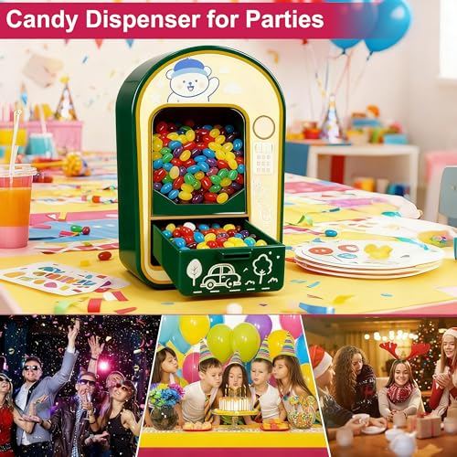 Candy Dispenser, Mini Vending Machine for Desktop, Push-Button Type Manual Candy Machine Dispenser, for Suitable Mini Candies, Chocolate Beans, Suit Festival Gifts for Girls or Boy, Green - Thumbnail 7
