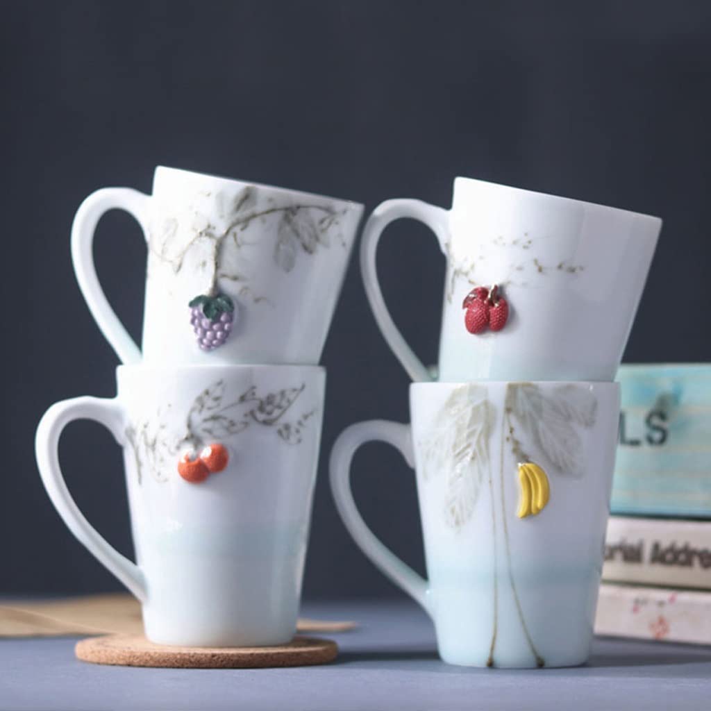 Kaffeetasse Keramik Handgemachte Becher FRUCHT 3D Dreidimensionale Paar Tasse Home Office Study School Coffee Tee Cup Teetasse (Color : A)