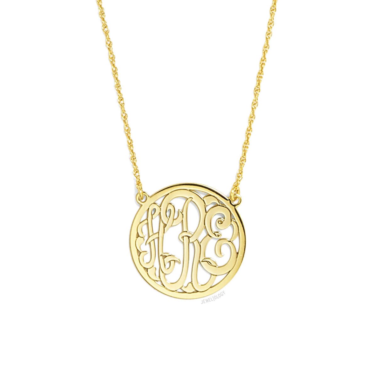 FUJIN 925 Sterling Silver Personalized Monogram Necklace Custom Made with 3 Initials