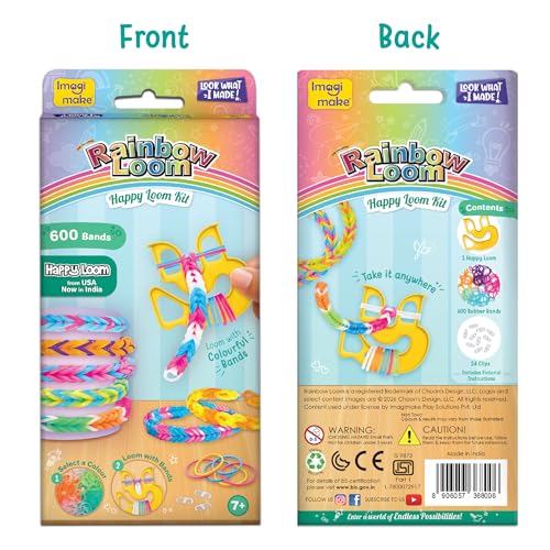 Image of Imagimake Happy Loom Kit |Bracelet Making kit with 600+ Colourful Bands, Loom Tool | DIY Art & Craft Kit | Return Gift for Girls Age 7+