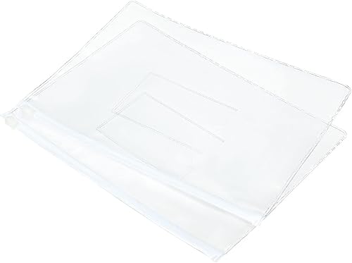 MECCANIXITY Bolsas para archivos con cremallera, tamaño A5, de PVC, transparente, para documentos, para oficina y hogar, color blanco, paquete de 10