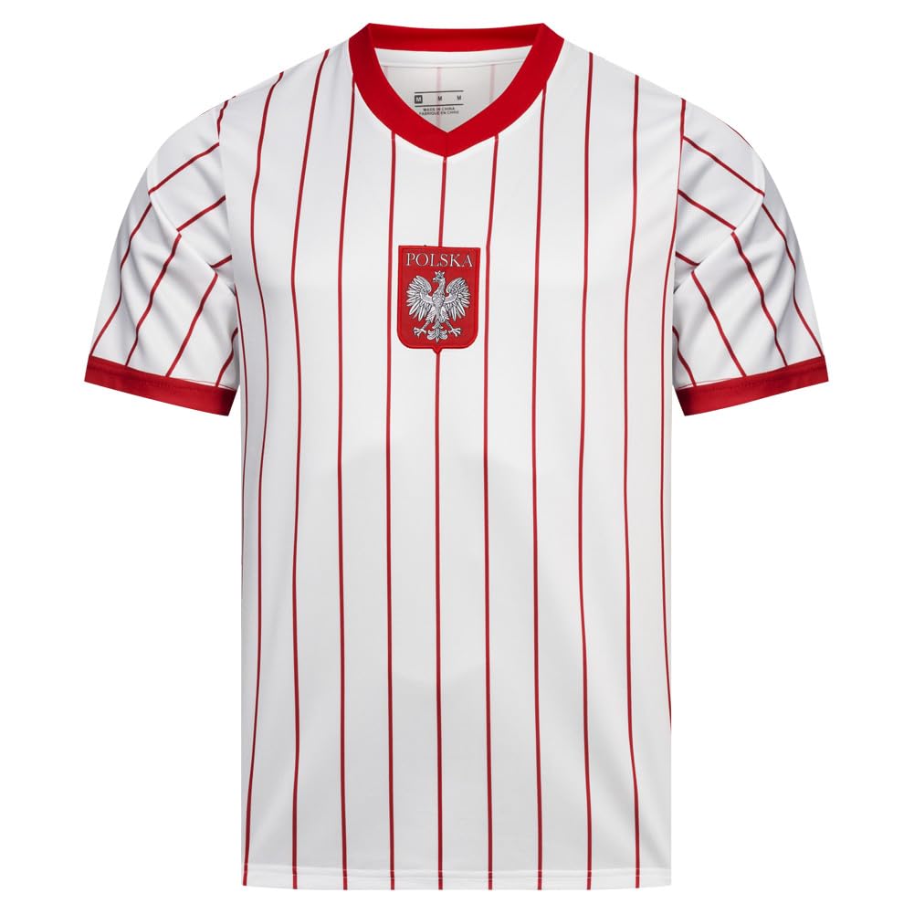 Jelex Men's Poland Retro History Jersey With Embroidered Logo And Short Sleeves, Nostalgia Design For Football Fans Ideal For Collectors, Xxl