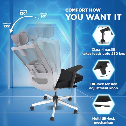 The Sleep Company Stylux Premium Ergonomic Office Chair | Patented SmartGRID Technology | SpinePro Adjustable Lumbar Support for Desk Chair | Chair... - Image 4