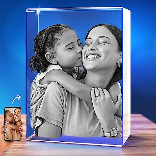 Strongus 3D Crystal Personalized Gifts With Your Own Photo For - Mom, Dad, Wife, Husband, Boyfriend, Girlfried, 3D Customized Picture, Engraved Crystal, Memorial - Portrait Small #TOP2