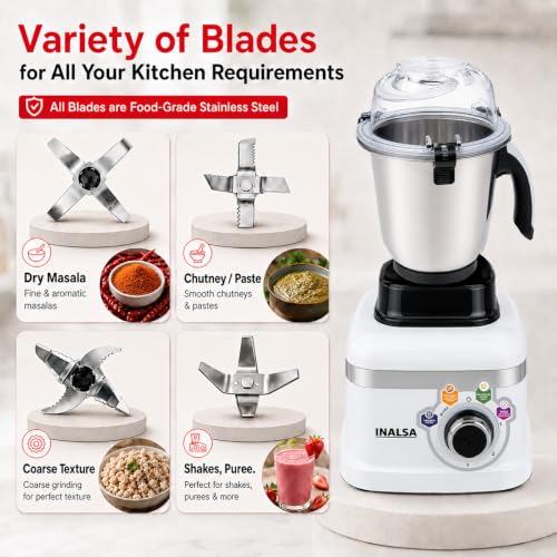 Image of INALSA Mixer Grinder|900W|4 Jar|7 Yr Warranty On Motor|Triton MG