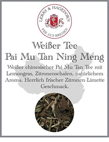 Lerbs & Hagedorn, Weißer Tee Pai Mu Tan Ning Meng 1kg | Zitronen-Limette Geschmack 1kg (Ca. 81 Liter) Lemongras, Zitronenschalen