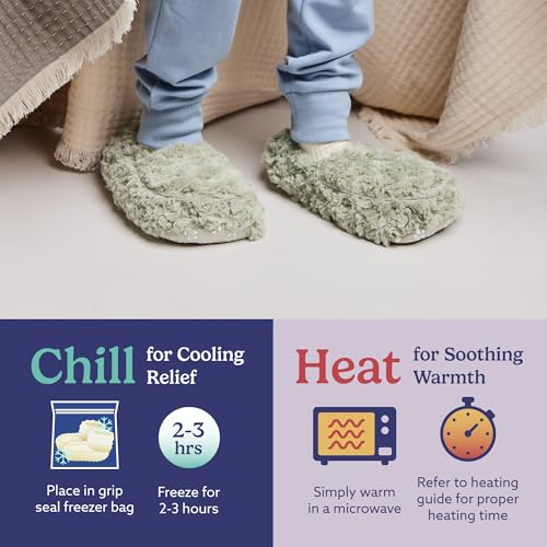 Image of warmies Microwaveable House Slippers for Women - Plush, Soft & Fuzzy Indoor Slippers with Backs & Non-Slip Memory Foam Soles - Cozy Warm Ladies Slipper