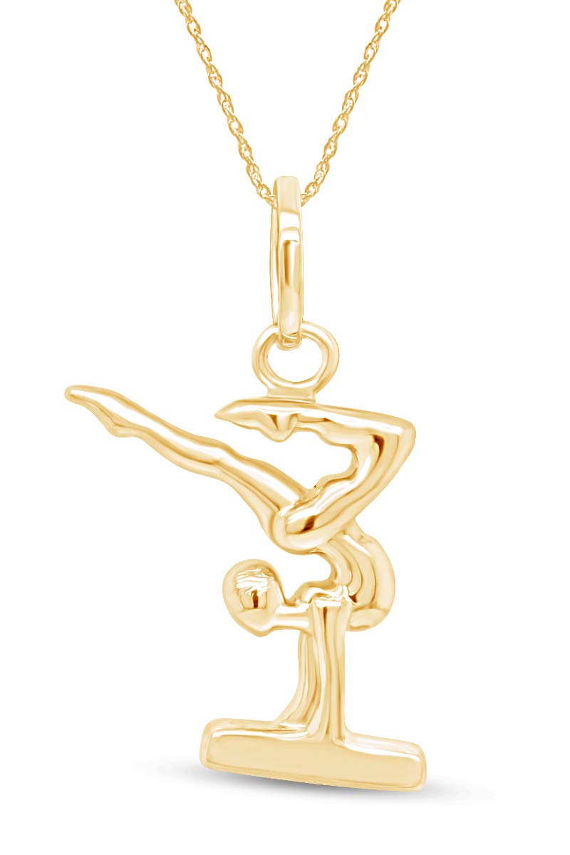 AFFY Gymnast Charm Pendant Necklace in 14k Gold Over Sterling Silver