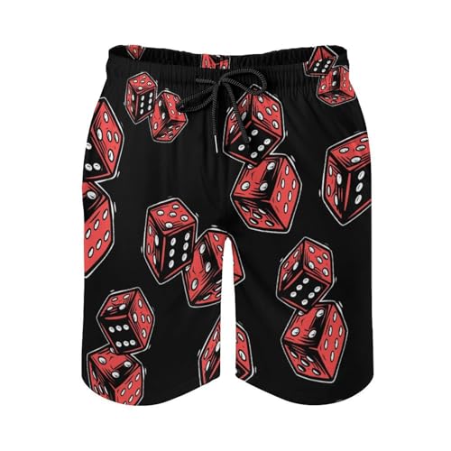 Red Dice Print Men's Swim Trunks Quick Dry Beach Shorts Casual Board Shorts Swimsuits with Pocket3
