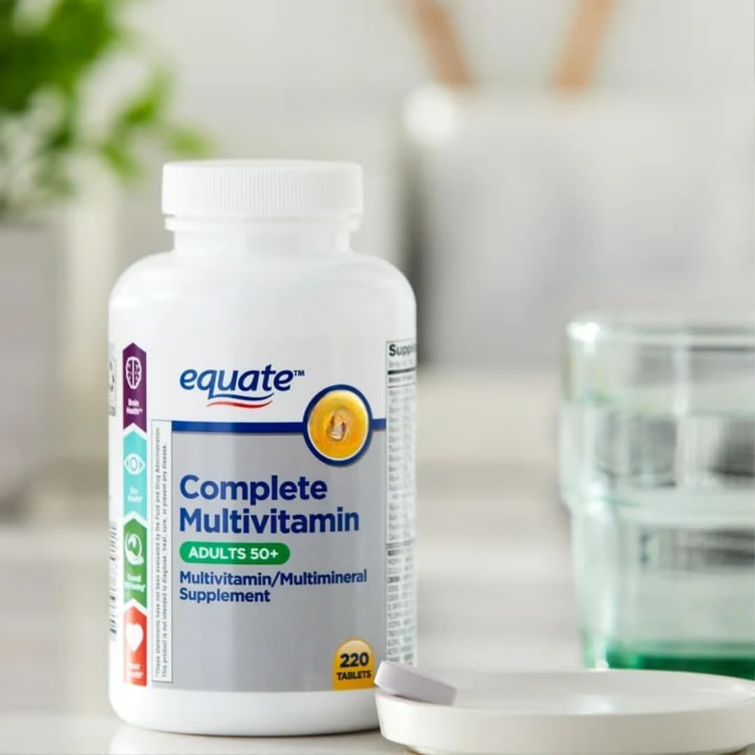 Equate Complete Multivitamin/Multimineral Supplement Tablets, Adults 50+, 220 Count (Pack of 1) Sticker
