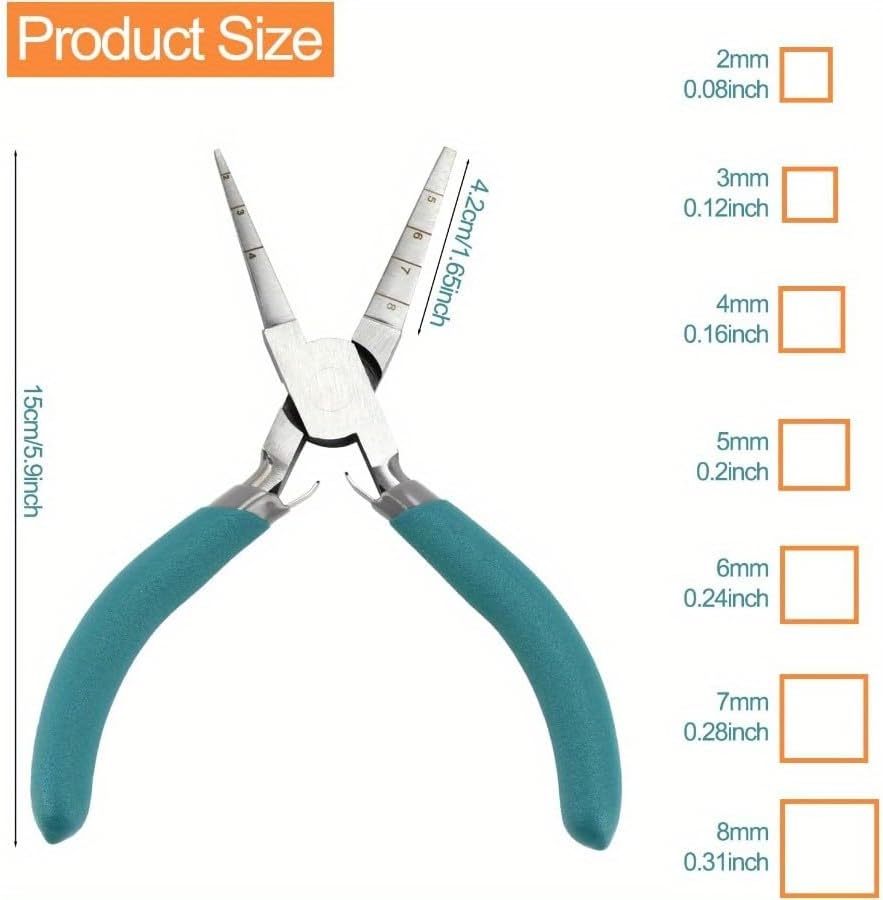 1 Pc Square Roundness Jewelry Pliers - Create Consistent Square Shapes in 2-8mm Diameters with Scales - for Jewelry Making, Wire Pieces, and Jump Rings - Made of Durable Alloy Steel (roundness)