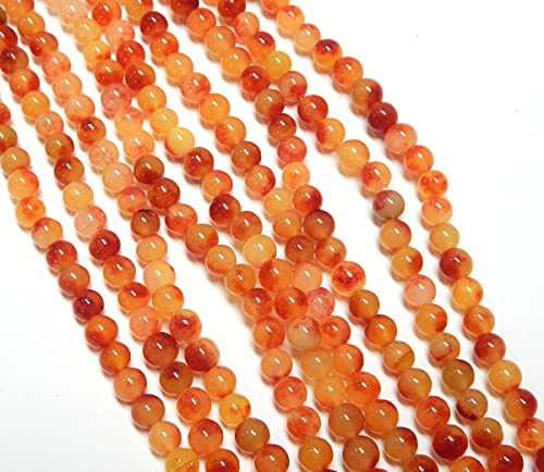 Malay Jade Stone Gemstone Strand Beads 6 mm Round 60 Pieces Jewellery Beads Semi-Precious Stone for Jewellery Chain Bracelet (Orange) - Image 3