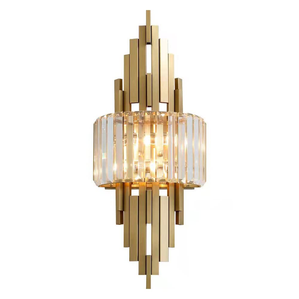 SXSCARKX Postmodern Wall Light Crystal Sconce Metal Lamp in Gold Finish, Geometric Living Room Mount Lighting Fixture, Luxe E14 Lamps for Bedroom Bedside Hallway (Color :, Size 60cm)