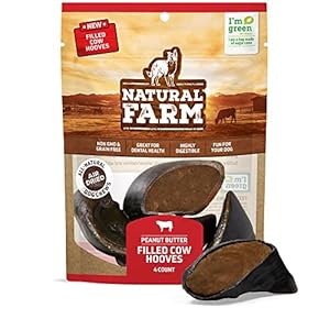 Natural Farm Peanut Butter Flavor Filled Cow Hooves for Dogs (4-Pack), Long-Lasting Natural Beef Bone Treats, Best for Small, Medium & Large Dogs Natural Farm Peanut Butter Flavor Filled Cow Hooves for Dogs 4 Pack Long Lasting Natural Beef Bone Treats Best for Small Medium Large Dogs