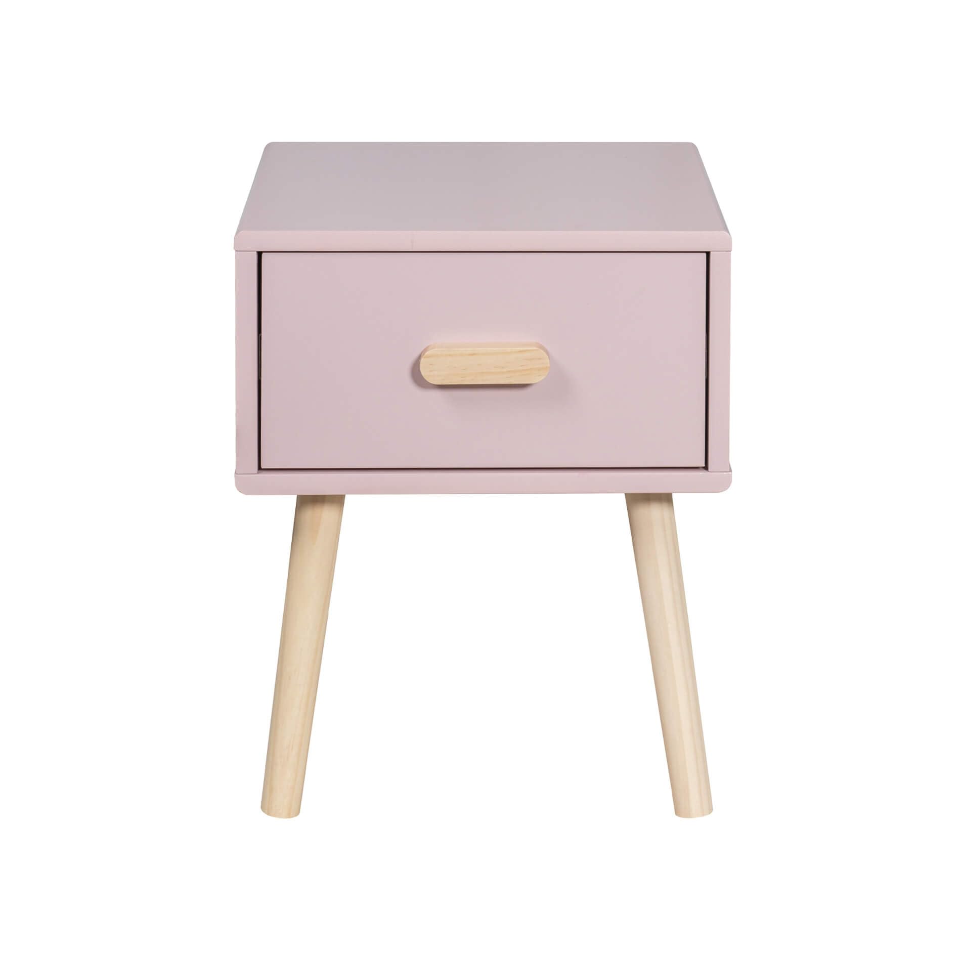 Rebecca Mobili Table de Chevet pour Enfants, Mobilier pour Chambre d'enfant, Rose Marron, Pin MDF, avec 1 Tiroir avec Guides, Gain de Place - Dimensions HxLxP: 44 x 35 x 35 cm - Art. RE6977