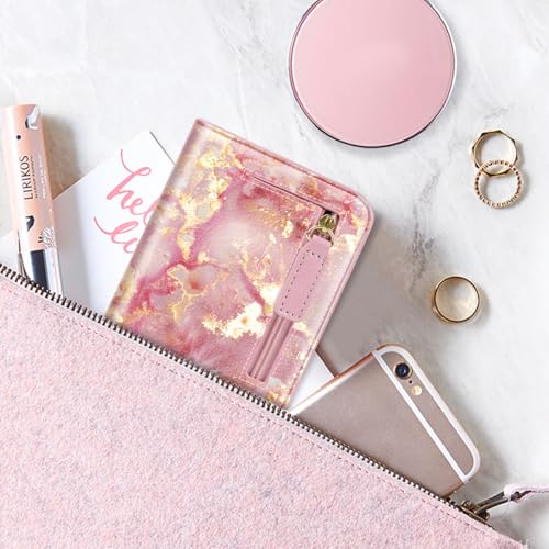 Image of Small Womens Wallet Thin Credit Card Holder Pocket Mini Purse | Compact Women Slim RFID Blocking Wallets Bifold Ladies Pocket Card Holders for Travel & Daily Use, Pink