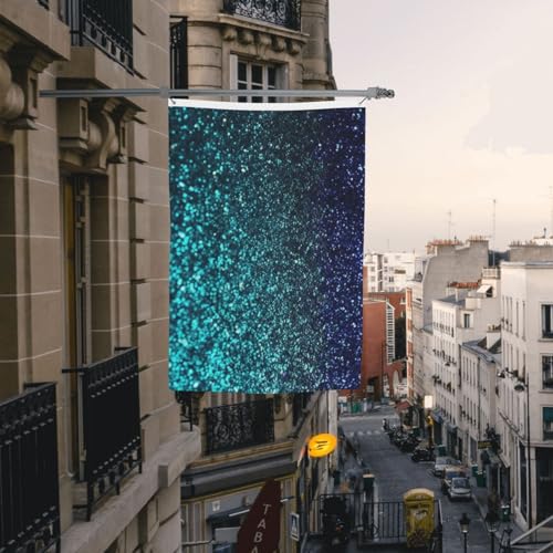 Drapeau résistant aux intempéries bleu sarcelle double face anti-usure