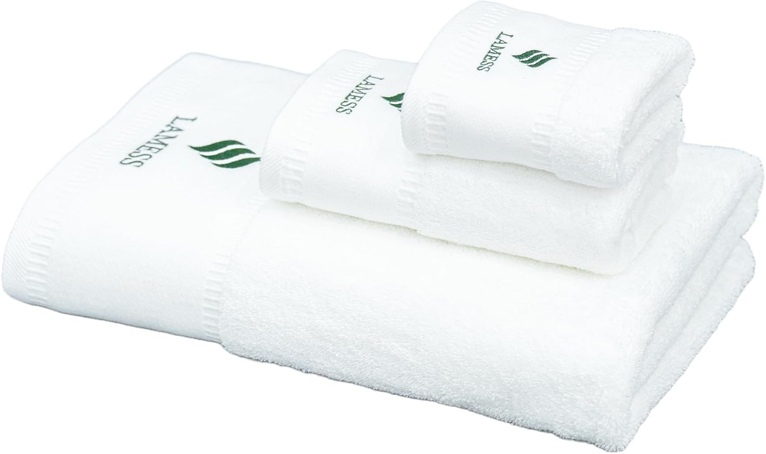 Lamess Premium 3 Piece Towel Set, 1 Bath Towel 1 Hand Towel 1 Washcloth, 100% Cotton White Towel Set Soft Quick Dry Highly Absorbent