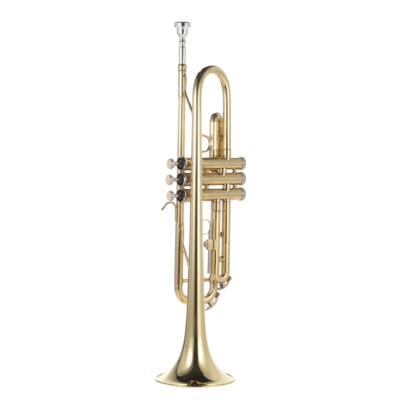 VSOLS Trompete BB Flaches Messing Goldbemalte, exquisites langlebiges Musikinstrument mit Mundstückhandschuhen Gurthülle (Color : Gold)