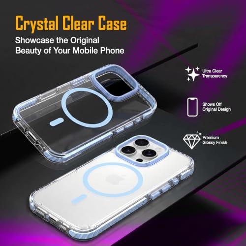 Image of Zapcase Crystal Clear Back case for iPhone 16 Pro | PC Back | TPU Bumper with Inner Rubber Grip | Metal Camera Guard Bezel | Metal Buttons | Scratch Resistant | 2 Layer Edge Protection | Light Blue