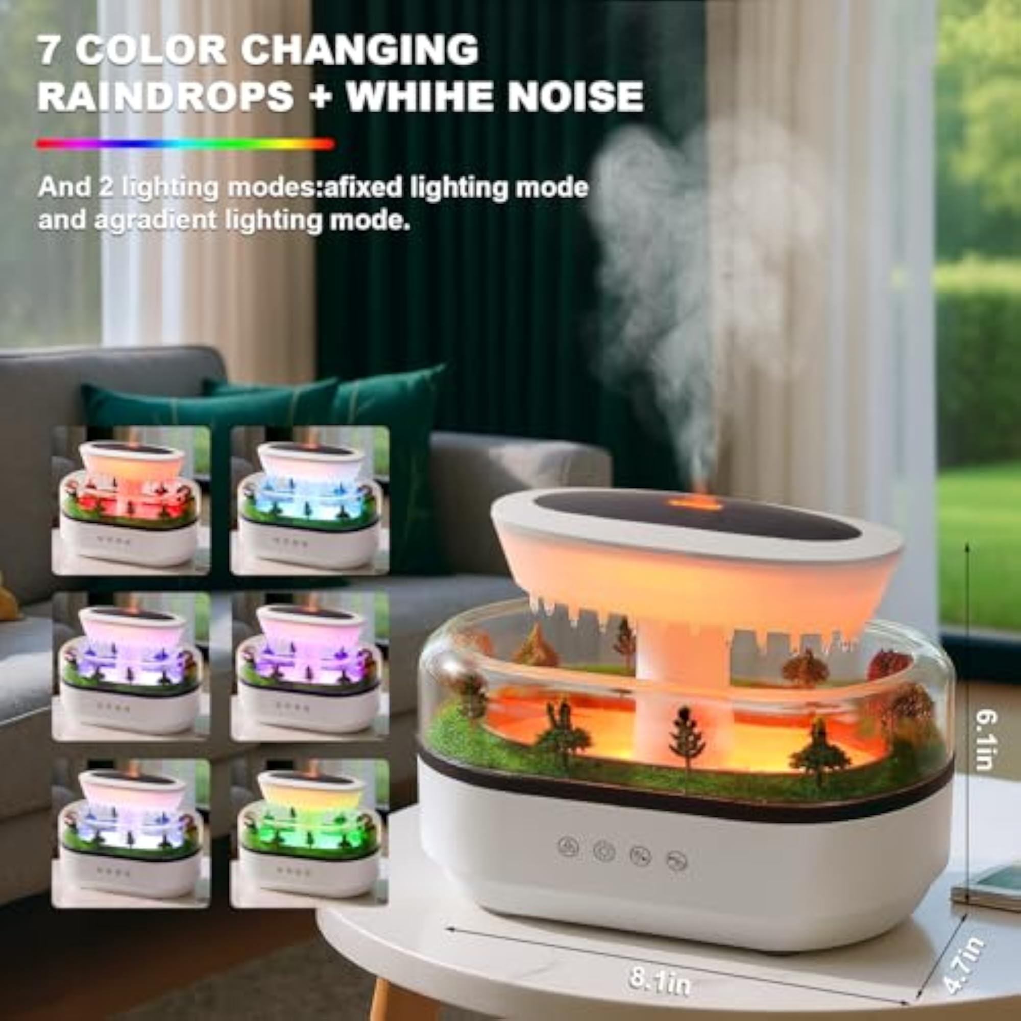 Cloud Rain Humidifier with 7 Colors and Rain Sound