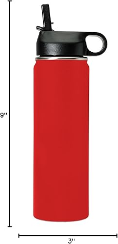 Miniatura 7 de LaserGram Botella de agua de doble pared con tapa abatible de 20 onzas con pajilla, el primo más grande del mundo, grabado personalizado incluido