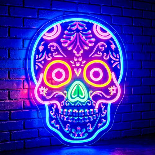 Image of Neon Sign, Skull Neon Signs for Wall Decor LED Signs Neon Light
