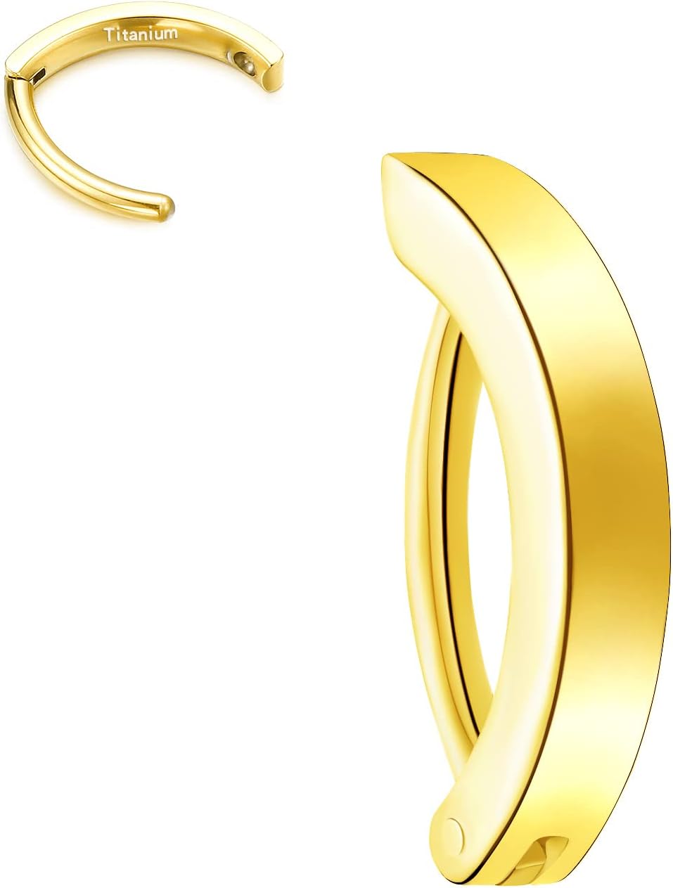 VOJO 14G G23 Titanium Clicker Belly Button Ring,10/12mm Reverse Curved Hoop Navel Barbell Piercing Jewelry