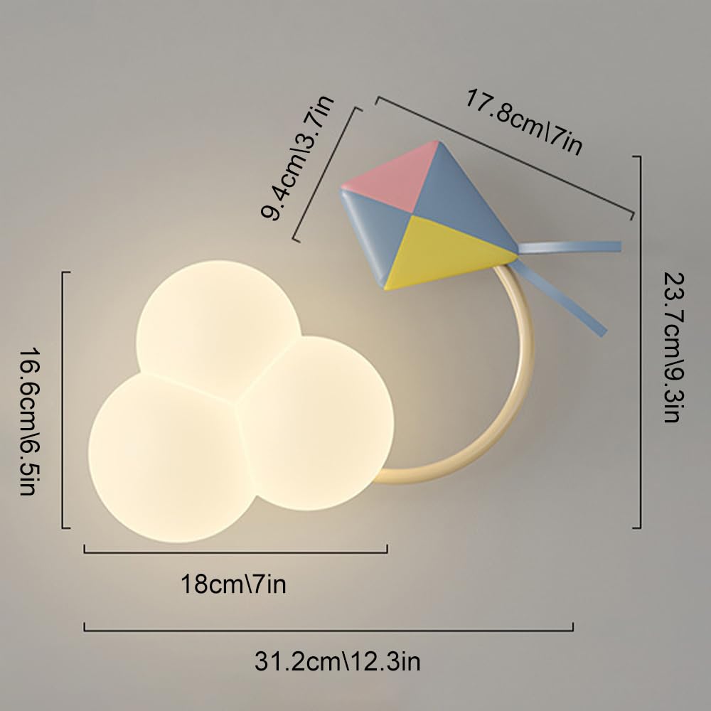 Lampa ścienna z białą chmurą, urocza oprawa do pokoju dziecięcego, lampa ścienna z motywem kreskówkowym, oświetlenie kawaii do pokoju dziecięcego lub pokoju dziecięcego