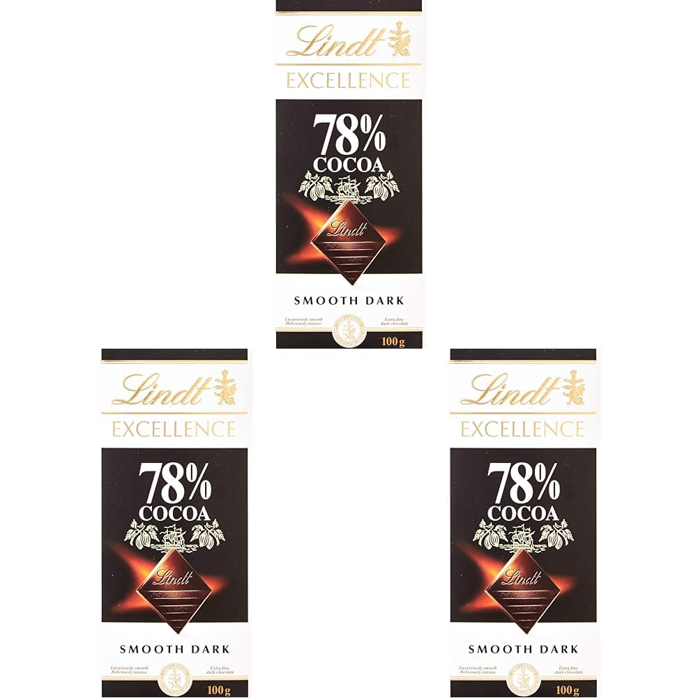 Lindt EXCELLENCE Dark 78% Cocoa Chocolate Bar - 100 g (Pack of 3)