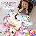 Jumbo Shimmery Floor Puzzle for Kids,Unicorn Jigsaw Large Puzzles,45 Piece Unicorn Puzzle for Toddler Ages 3-5,Children Learning Preschool Educational Toys,Birthday Gift for 4-8 Years Old