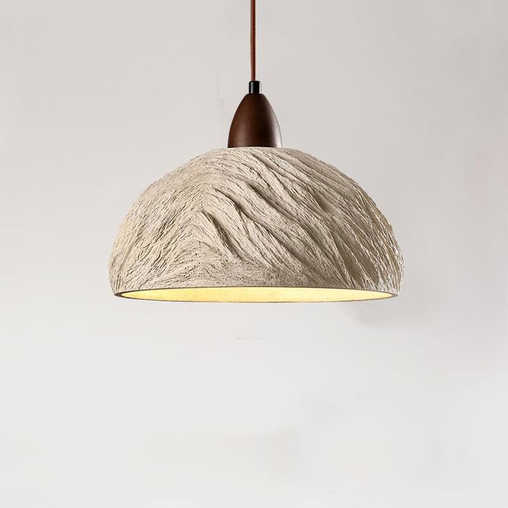 LYMSXAZOU Modern Pendant Lights Cement Ceiling Lamp Vintage Industrial Wood Kitchen Island Mid Century Dome Chandeliers Large Hanging for Living Room Bedroom Dining