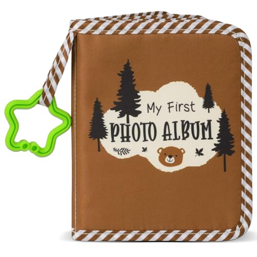 Baby's My First Family Album Soft Photo Cloth Book Forest Brown Bear My First Book of Photos Baby Memory Album Gift Holds 4x6 Pictures for Babies...