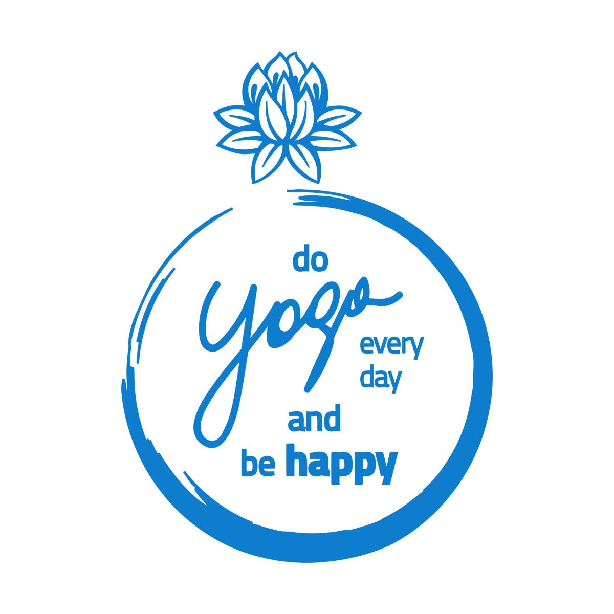 Lettering Decals Lotus Flower Yoga Studio Phrase Be Happy Meditation 54x74.4cm It Won't Fall Off Large Blue โ image 1