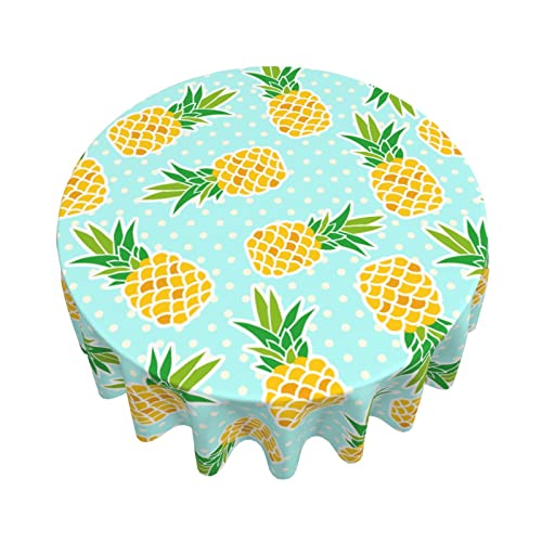 Fiokroo Cute Pineapples Tablecloth 60 Inch Round Table Cloth Wrinkle Resistant Stain Resistance Table Cover For Dining Kitchen Party Outdoor #TOP5