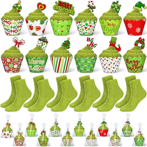 Image of Suhine Christmas Cupcake Fuzzy Socks Women