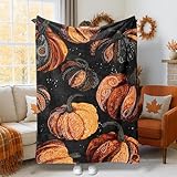 Jeté de citrouille rustique en flanelle douce et légère pour canapé, lit, bureau, salon, 152,4 x 203,2 cm, orange