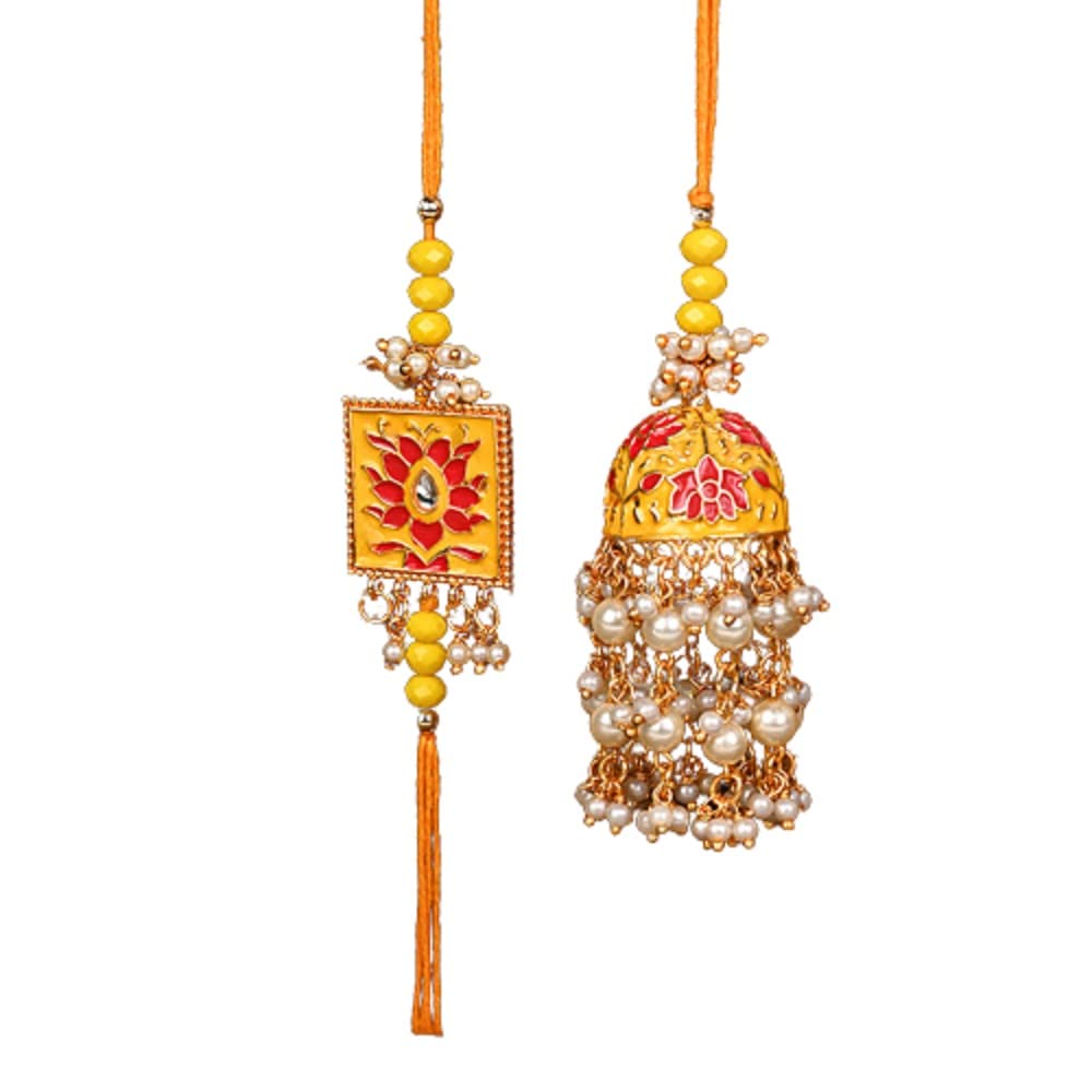 Floweraura Traditional Fancy Bhaiya Bhabhi Rakhi Set With Roli & Chawal Gifts For RakshaBandhan (B0B4B93FZ8) Amazon Price History, Amazon Price Tracker