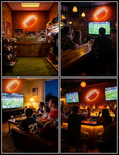 Image of Football Neon Sign, Sport Neon Light Signs for Wall Decor, Football LED Light Up Wall Art for Man Cave, Teens, Boys, and Girls' Bedrooms, Game Room, Gift for Fans Teens (Football)