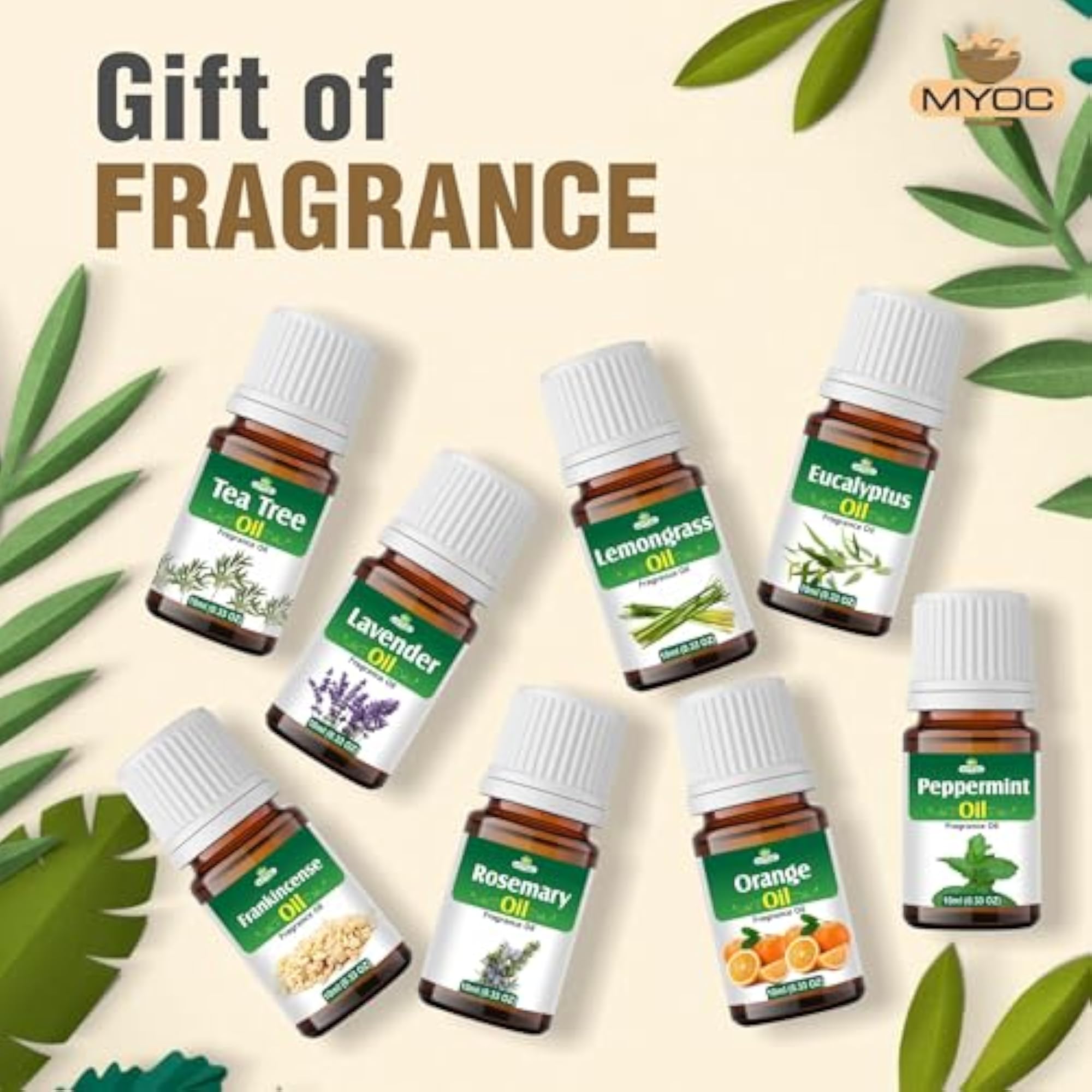 MYOC Aroma & Diffuser Essential Oils Set, 10ml Pack of 6