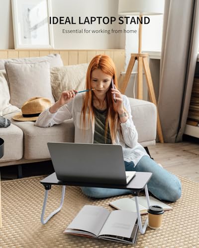 Image of Ruxury Foldable Lap Desk Laptop Stand Bed Desk Table Tray, Breakfast Serving Tray, Portable & Lightweight Mini Table, Lap Tablet Desk for Sofa Couch Floor - Black