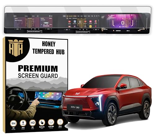 Image of HONEY TEMPERED HUB Glossy Screen Guard For NEW MAHINDRA XEV 9E 2025 ELECTRIC /FULL TOUCHSCREEN INFOTAINMENT GUARD /Anti Scratch / Xev9E Electric Car Display Accessories [Not Tempered Glass]