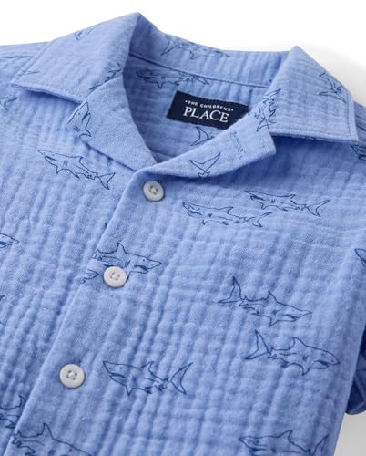 Image of The Children's Place Baby Boys' And Toddler Gauze Short Sleeve Shirt and Shorts, 2 Piece Outfit
