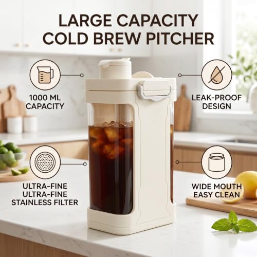 Jarra de café frío e infusiones de 1000 ml para nevera 3