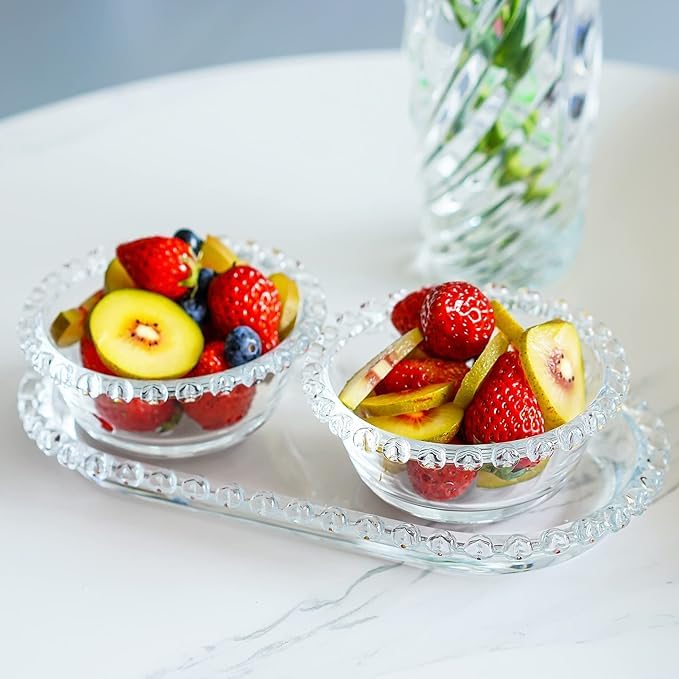 Mivana Glass Serving Plate Set of 1 Flower Decorative Crystal Clear Glass Plate- Dry Fruits Sweets Chocolate Snack Plate for Dining,Catering Event, Dinner Parties,Wedding Dinner Plate (MV-07) (B0D8L9KMK4) Amazon Price History, Amazon Price Tracker