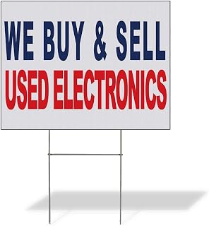 Fastasticdeals Weatherproof Yard Sign We Buy Sell Used Electronics Blue Red Lawn Garden Appliances 18x12 Inches 2 Sides Print