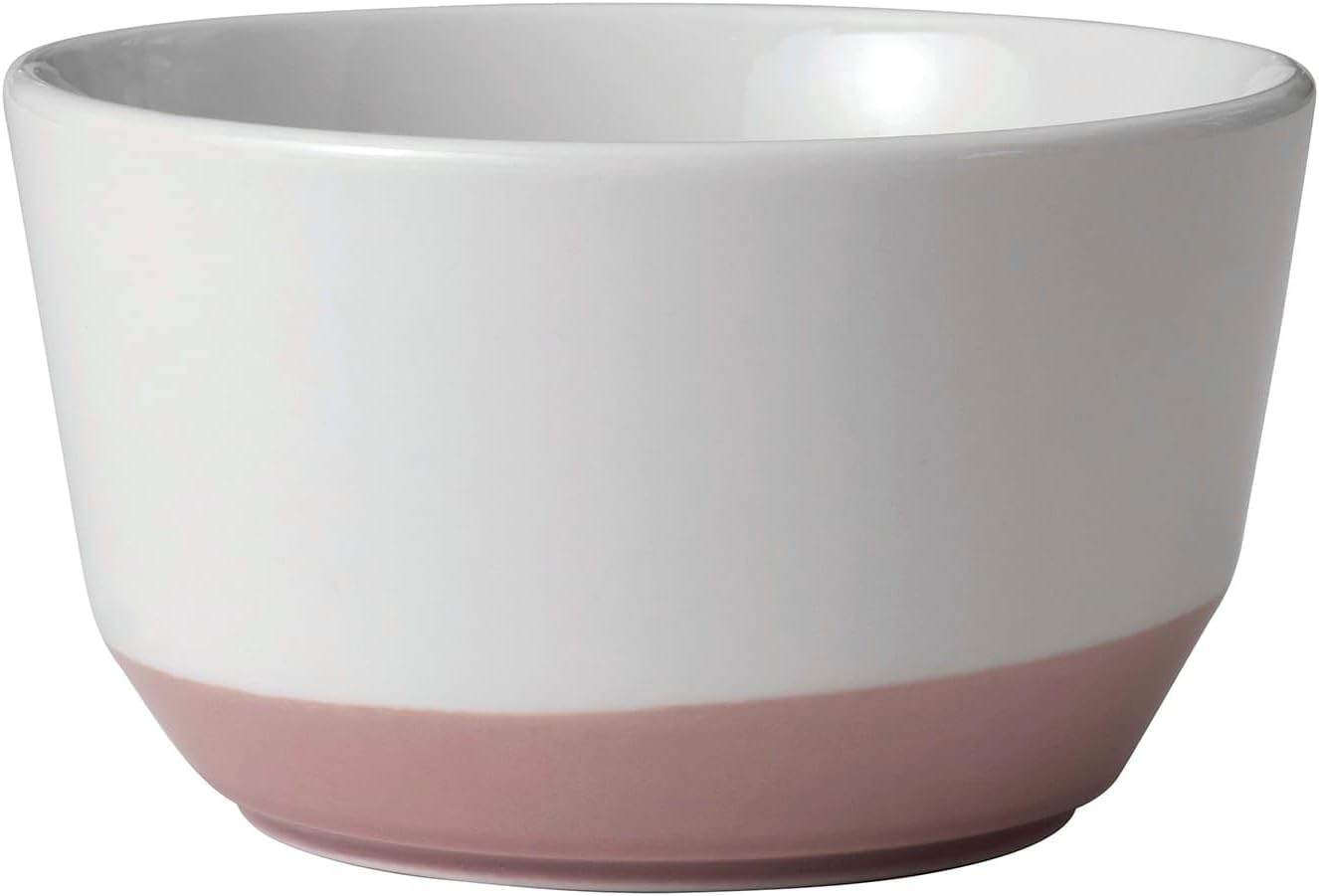 Austin Himalayan Salt Pink and White Ceramic Soup Salad Bowls, Set of 4