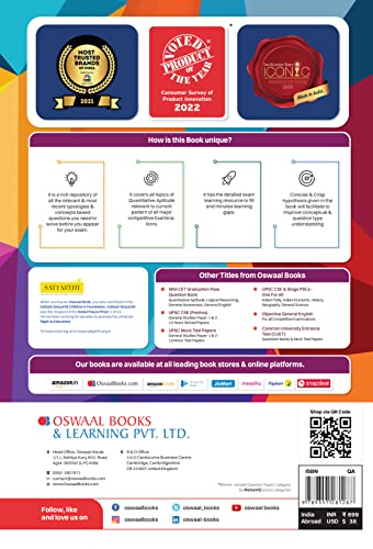 Image of Oswaal Objective Quantitative Aptitude For All Competitive Examinations Chapter-wise & Topic-wise, A Complete Book
